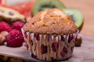 home made muffins with hazelnuts and fruits