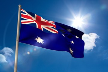 Australia national flag on flagpole