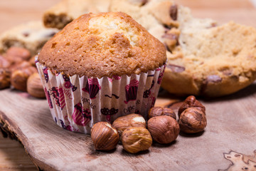 home made muffins with hazelnuts and cookies