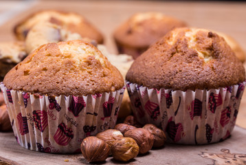 home made muffins with hazelnuts and cookies