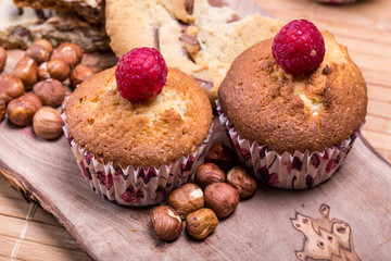 home made muffins with hazelnuts and cookies