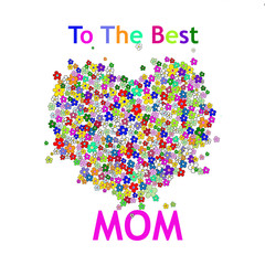 Mother's Day Card with Heart Colorful Flower