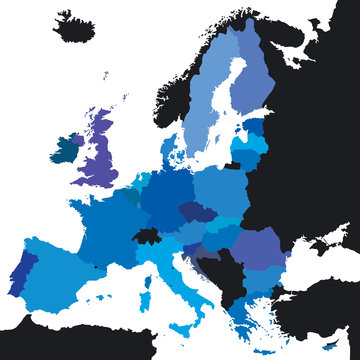 color vector mape of european union borders