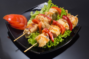 Grilled meat and vegetables