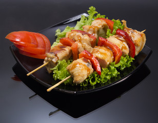 Grilled meat and vegetables