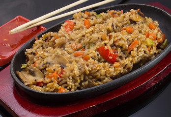 thai rice on black background