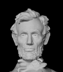 Bust of Abraham Lincoln isolated on black background