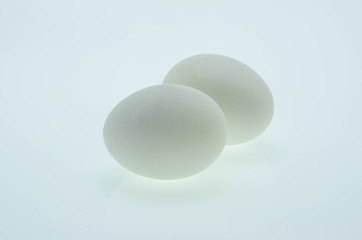 Duck eggs on white background