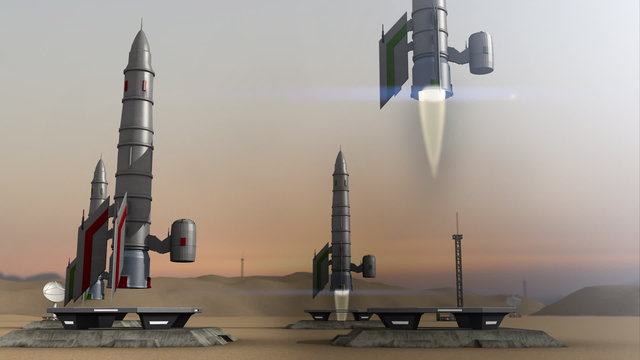 Animation of multiple rocket launches