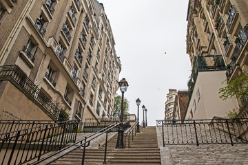 Paris, France. Picturesque street on the Montmartre hill