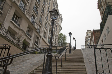 Paris, France. Picturesque street on the Montmartre hill