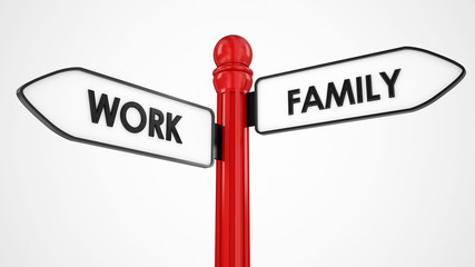 work or family directional signpost