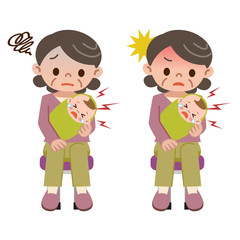 子守りをするお婆さん