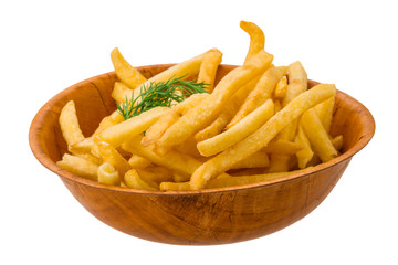 French fries on white background