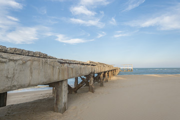 Broken old bridge in the afternoon