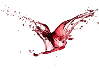 Foto op Canvas Rode wijn splash met druppels © Mariyana M