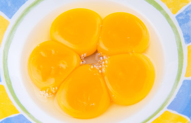 Egg yolk in a ceramic bowl