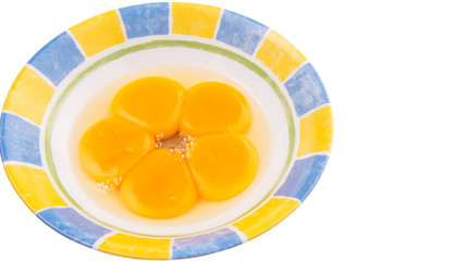 Egg yolk in a ceramic bowl
