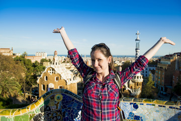 Naklejka premium Woman tourist