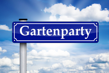 Schild Antik mit Gartenparty