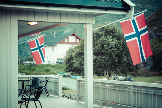 White House With Flag In Old Part Of Stavanger, Norway