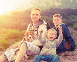 Happy family outdoor portrait