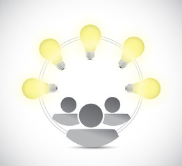 great ideas light bulbs and teamwork concept