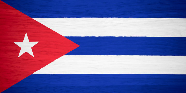 Cuba flag on wood texture