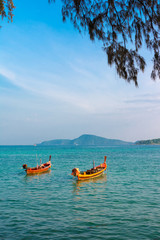 Naklejka premium Seascape with longtail boats in Phuket