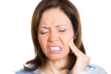 Tooth ache. Young woman having bad pain