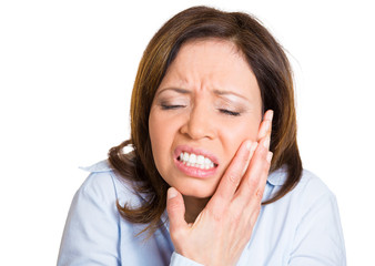 Tooth ache. Young woman having bad pain