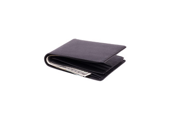 Black purse with money