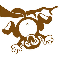 Affe hängt am Baum Ast