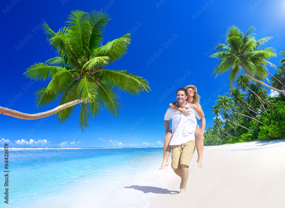 Sticker Couple Relaxing on the Beach