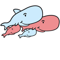 Süße Wale Mama Papa 2 Kinder