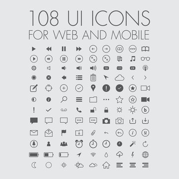 108 icons for web and mobile