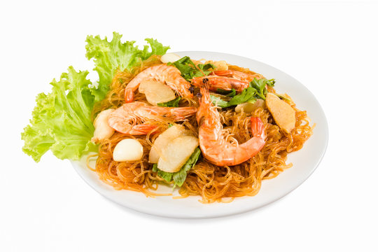 Shrimp vermicelli Thai food Isolated