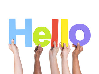 Group of Multiethnic Hands Holding Hello © Rawpixel.com
