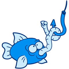 Fisch saugt Wurm vom Haken