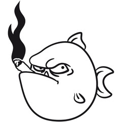 Böser Fisch mit Zigarette Joint