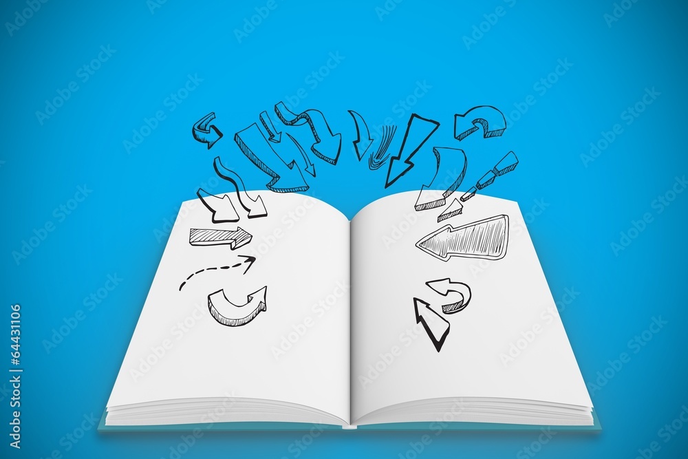 Poster Composite image of arrows on open book