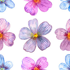 seamless texture of watercolor flowers