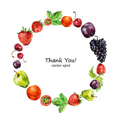 Watercolor fruit for your design.