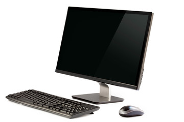Computer display with blank white screen