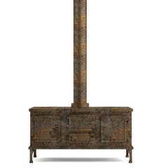 realistic 3d render of old stove