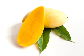 Yellow mango isolated on white background