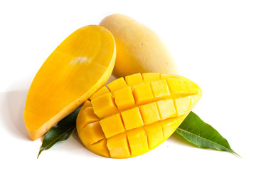Yellow mango isolated on white background