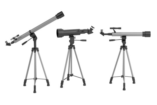 realistic 3d render of telescopes