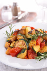 ratatouille, fried vegetables on plate