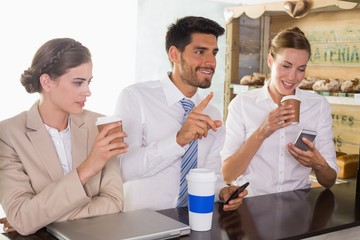 Team during break time in office cafeteria